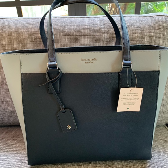LAPTOP TOTE KATE SPADE CAMERON NCHTCP BLUE LEATHER - Picture 4 of 13
